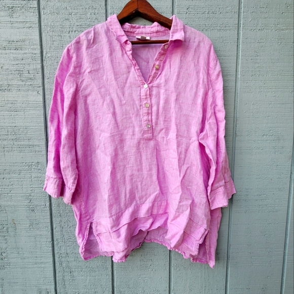 J Jill Love Linen Lagenlook Tunic 3/4 Sleeves size XL Petite Purple - Picture 1 of 11